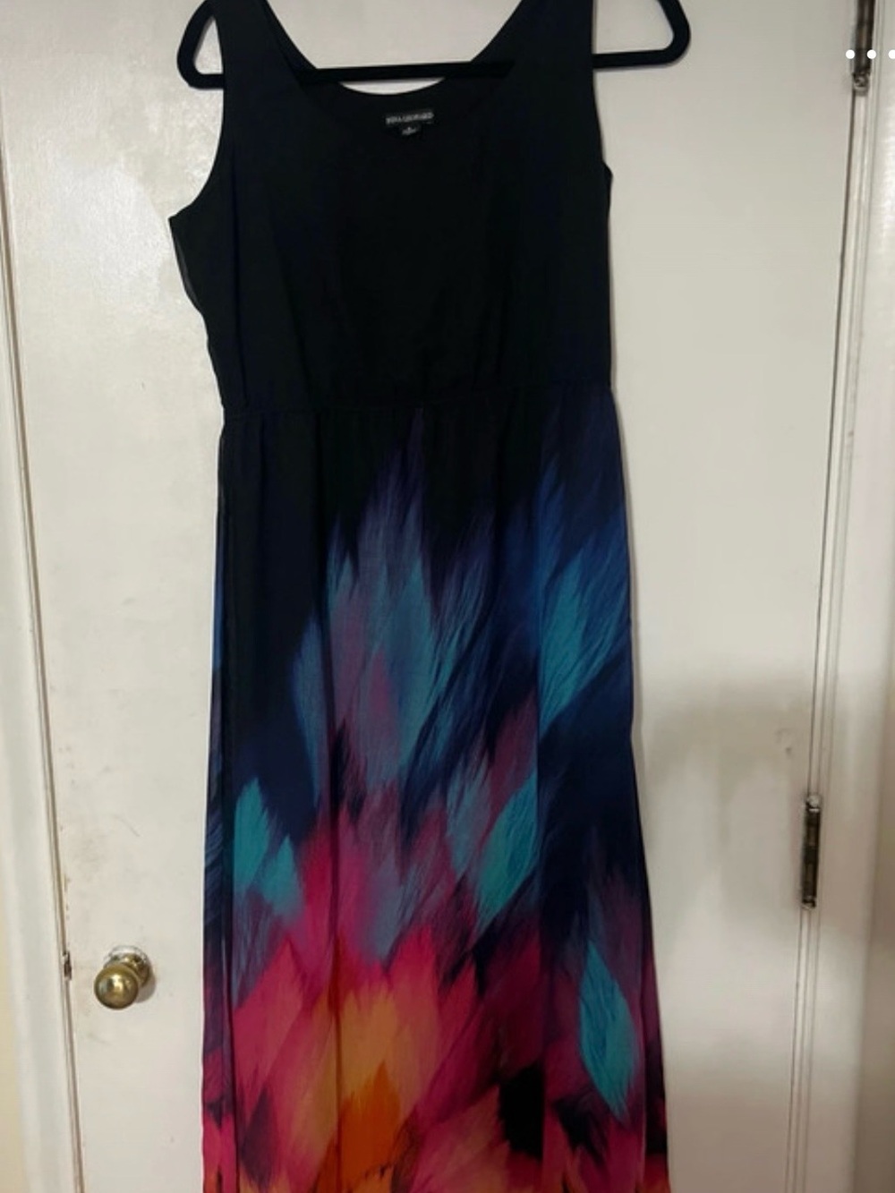 Nina Leonard dress with Teal and Magenta Brushstroke Print